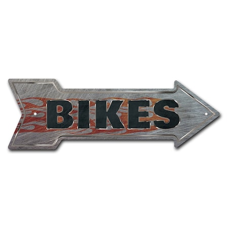 Bikes Arrow Sign Funny Home Decor 36in Wide